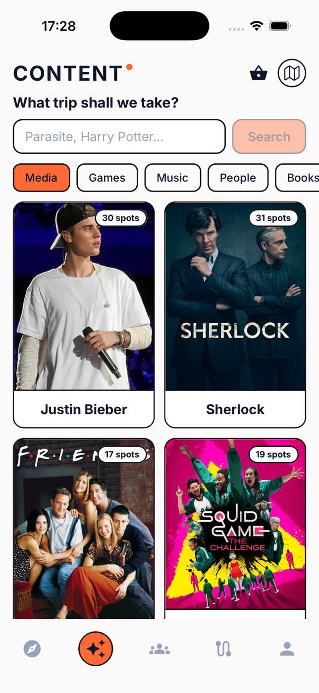 콘텐츠 카테고리 — Sherlock 31곳, Squid Game 19곳
